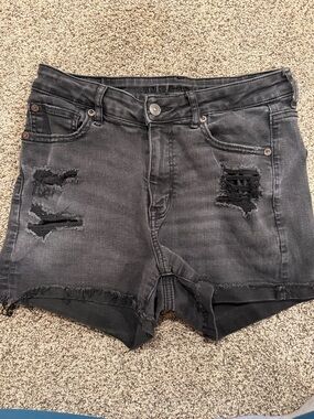 American Eagle Outfitters Black Distressed Denim Shorts